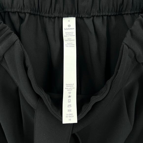 LULULEMON Noir Short 5.5” Womens 4 Black High Rise Pleated Elastic Tie Waist - Picture 10 of 14